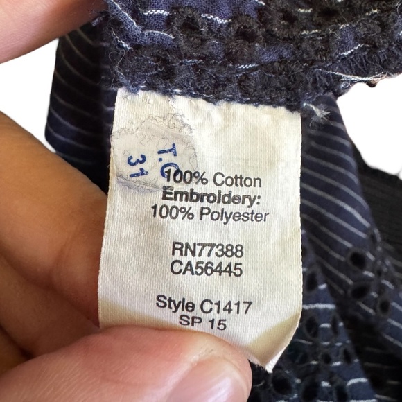 Madewell Eyelet-Hem Navy Striped Button Down Shirt - Picture 6 of 9